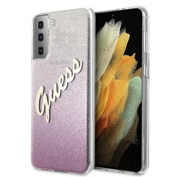 Guess GUHCS21MPCUGLSPI S21+ G996 pink/pink hardcase Glitter Gradient Script - Cell phone cases and covers<<<HurtelXML