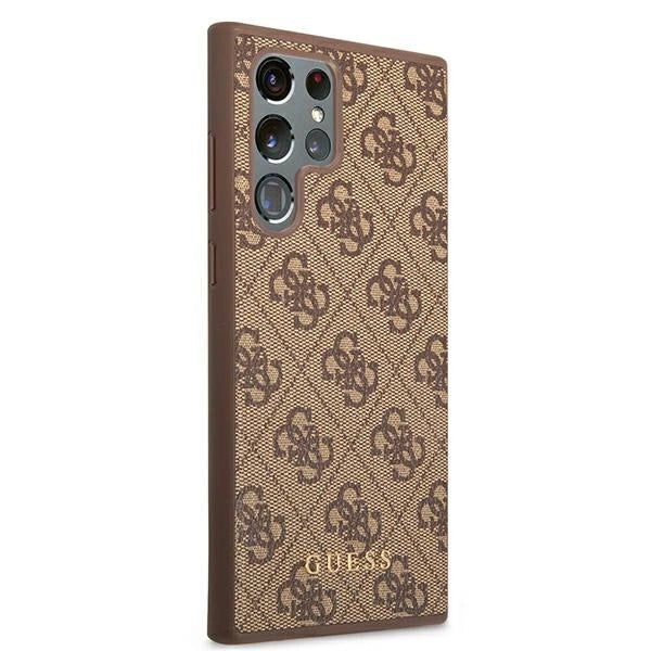 Guess GUHCS22LG4GFBR S22 Ultra S908 brązowy/brown hard case 4G Metal Gold Logo - Cell phone cases and covers<<<HurtelXML