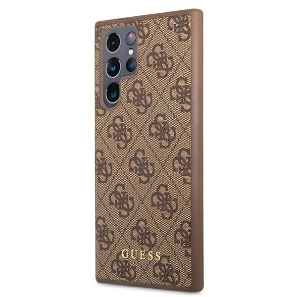 Guess GUHCS22LG4GFBR S22 Ultra S908 brązowy/brown hard case 4G Metal Gold Logo - Cell phone cases and covers<<<HurtelXML