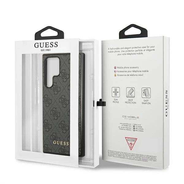 Guess GUHCS22LG4GFGR S22 Ultra S908 szary/grey hard case 4G Metal Gold Logo - Cell phone cases and covers<<<HurtelXML