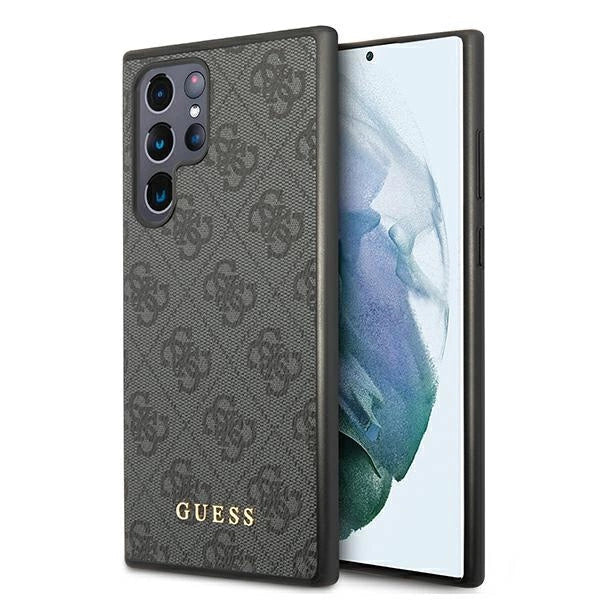 Guess GUHCS22LG4GFGR S22 Ultra S908 szary/grey hard case 4G Metal Gold Logo - Cell phone cases and covers<<<HurtelXML