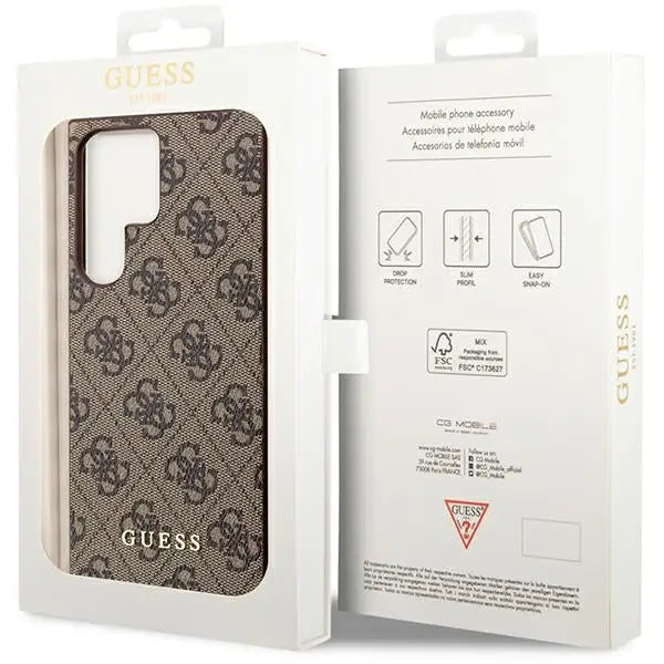 Guess GUHCS23LG4GFBR S23 Ultra S918 brown/brown hard case 4G Metal Gold Logo - Cell phone cases and covers<<<HurtelXML