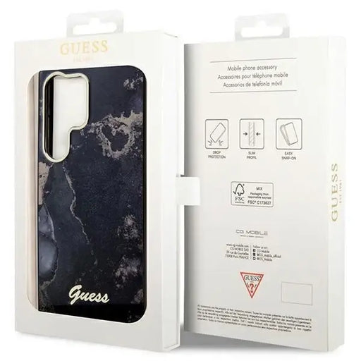 Guess GUHCS23LHTMRSK S23 Ultra S918 black/black hardcase Golden Marble Collection - Cell phone cases