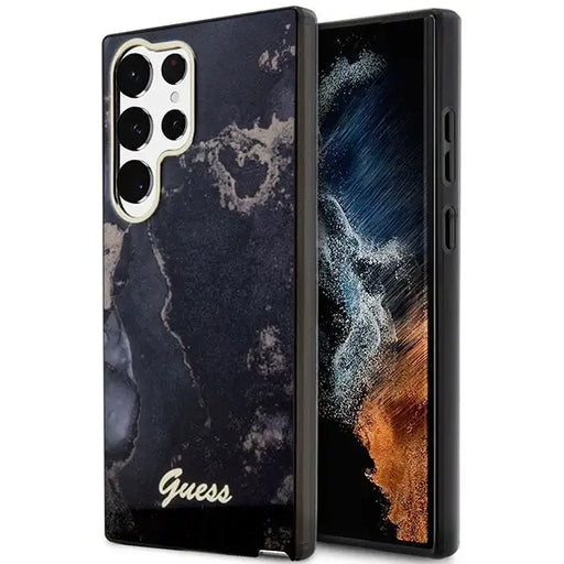 Guess GUHCS23LHTMRSK S23 Ultra S918 black/black hardcase Golden Marble Collection - Cell phone cases