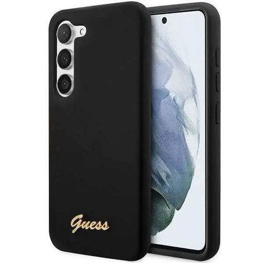 Guess GUHCS23MSLSMK S23+ S916 black/black hardcase Silicone Vintage Gold Logo - Cell phone cases and covers<<<HurtelXML
