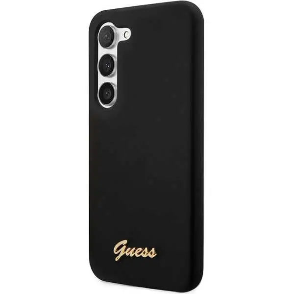 Guess GUHCS23SSLSMK S23 S911 black/black hardcase Silicone Vintage Gold Logo - Cell phone cases and covers<<<HurtelXML