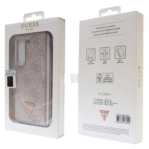 Guess GUHCZFD5P4TDPP F946 Z Fold5 case - pink Leather 4G Triangle Strass - Cell phone cases and covers<<<HurtelXML