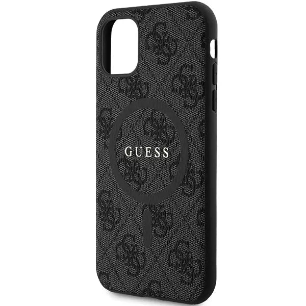 Guess GUHMN61G4GFRK iPhone 11 6.1’’ / Xr black/black hardcase 4G Collection Leather Metal Logo MagSafe - Cell phone