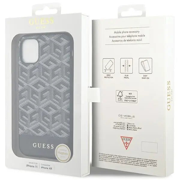 Guess GUHMN61HGCFSEK iPhone 11 / Xr 6.1’’ black/black hardcase GCube Stripes MagSafe - Cell phone cases