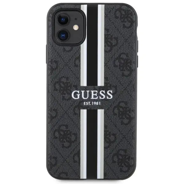 Guess GUHMN61P4RPSK iPhone 11 / Xr black/black hardcase 4G Printed Stripes MagSafe - Cell phone cases