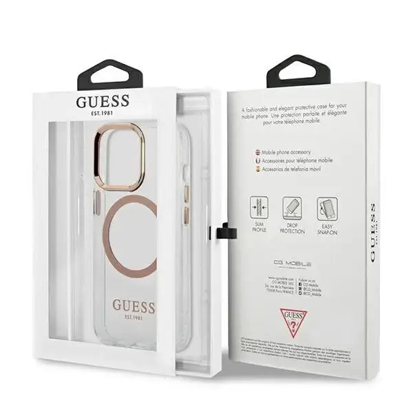 Guess GUHMP13LHTRMD iPhone 13 Pro / 13 6.1 ’gold / gold hard case Metal Outline Magsafe - Cell phone cases