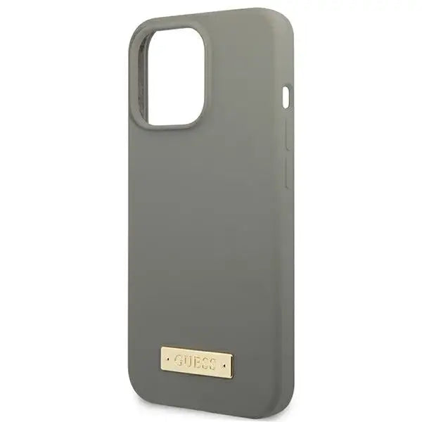 Guess GUHMP13LSPLG iPhone 13 Pro / 13 6.1’’ grey/grey hard case Silicone Logo Plate MagSafe - Cell phone cases