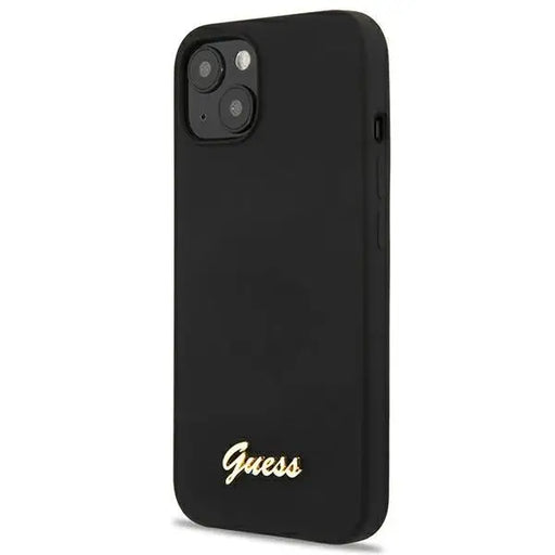 Guess GUHMP13MLSLMGBK iPhone 13 6.1’’ black/black hardcase Silicone Script Gold Logo Magsafe - Cell phone cases