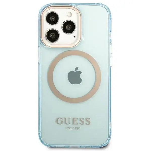 Guess GUHMP13XHTCMB iPhone 13 Pro Max 6.7’’ blue/blue hard case Gold Outline Translucent MagSafe - Cell phone cases