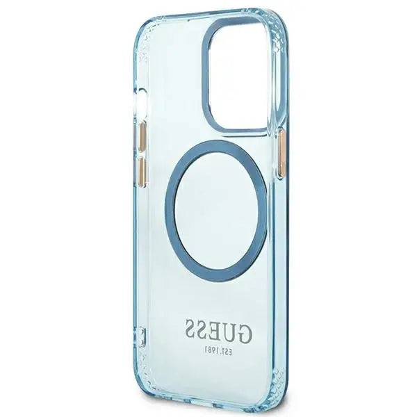 Guess GUHMP13XHTCMB iPhone 13 Pro Max 6.7’’ blue/blue hard case Gold Outline Translucent MagSafe - Cell phone cases