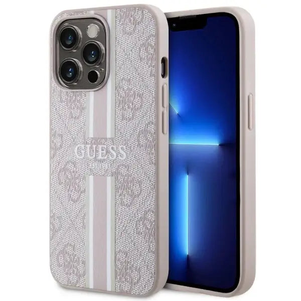 Guess GUHMP13XP4RPSP iPhone 13 Pro Max 6.7’’ pink/pink hardcase 4G Printed Stripes MagSafe - Cell phone cases