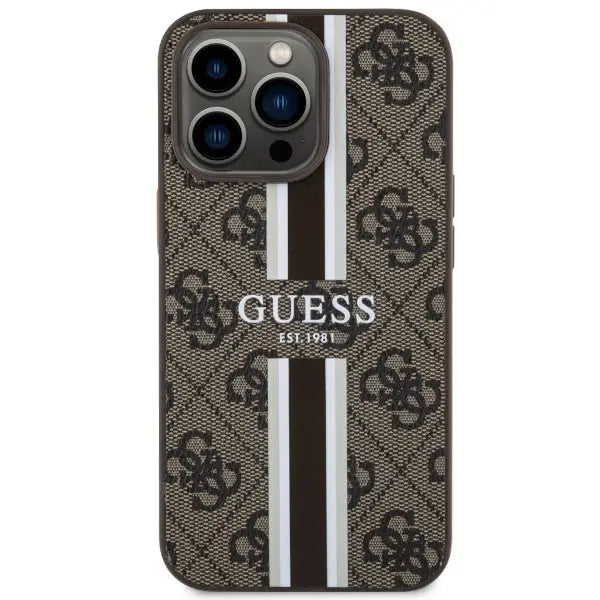 Guess GUHMP13XP4RPSW iPhone 13 Pro Max 6.7’’ brown/brown hardcase 4G Printed Stripes MagSafe - Cell phone cases