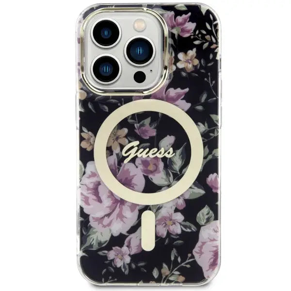Guess GUHMP14LHCFWSK iPhone 14 Pro 6.1’’ black/black hardcase Flower MagSafe - Cell phone cases and covers<<<HurtelXML