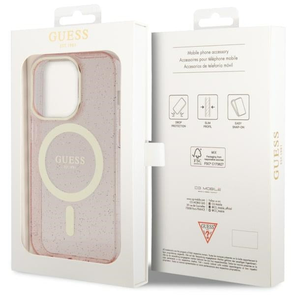 Guess GUHMP14LHCMCGP iPhone 14 Pro 6.1’’ pink/pink hardcase Glitter Gold MagSafe - Cell phone cases