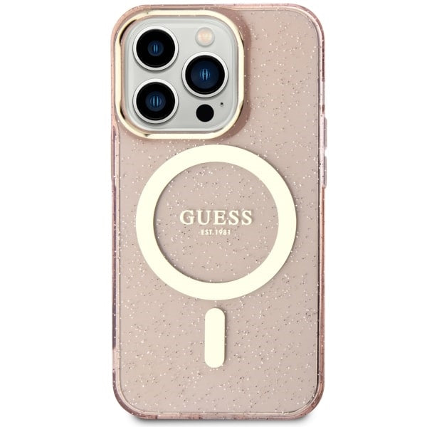 Guess GUHMP14LHCMCGP iPhone 14 Pro 6.1’’ pink/pink hardcase Glitter Gold MagSafe - Cell phone cases