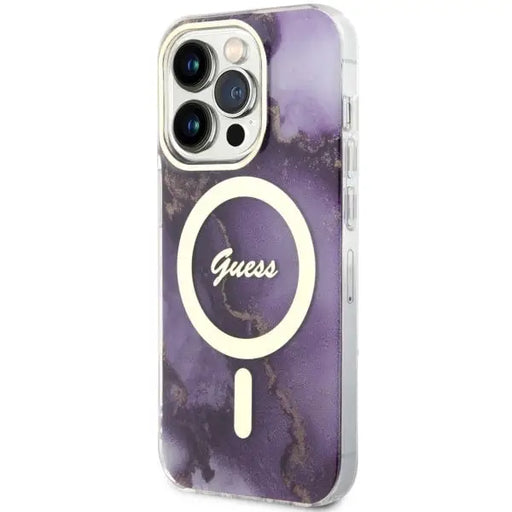 Guess GUHMP14LHTMRSU iPhone 14 Pro 6.1’’ purple/purple hardcase Golden Marble MagSafe - Cell phone cases