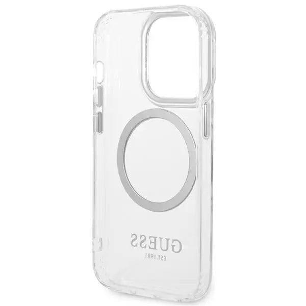 Guess GUHMP14LHTRMS iPhone 14 Pro 6.1’’ silver/silver hard case Metal Outline Magsafe - Cell phone cases