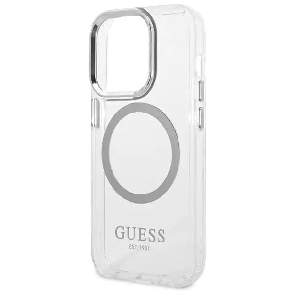 Guess GUHMP14LHTRMS iPhone 14 Pro 6.1’’ silver/silver hard case Metal Outline Magsafe - Cell phone cases