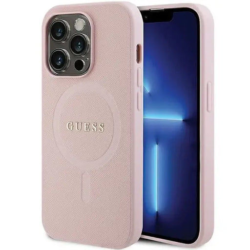 Guess GUHMP14LPSAHMCP case for iPhone 14 Pro - pink Saffiano MagSafe - Cell phone cases and covers<<<HurtelXML
