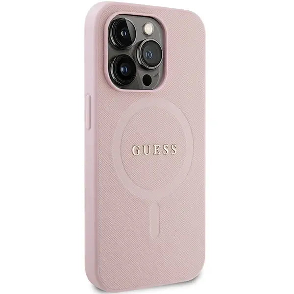 Guess GUHMP14LPSAHMCP case for iPhone 14 Pro - pink Saffiano MagSafe - Cell phone cases and covers<<<HurtelXML