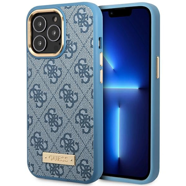 Guess GUHMP14LU4GPRB iPhone 14 Pro 6.1’’ blue/blue hard case 4G Logo Plate MagSafe - Cell phone cases