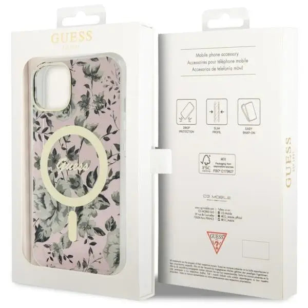 Guess GUHMP14MHCFWSP iPhone 14 Plus 6.7’’ pink/pink hardcase Flower MagSafe - Cell phone cases and covers<<<HurtelXML