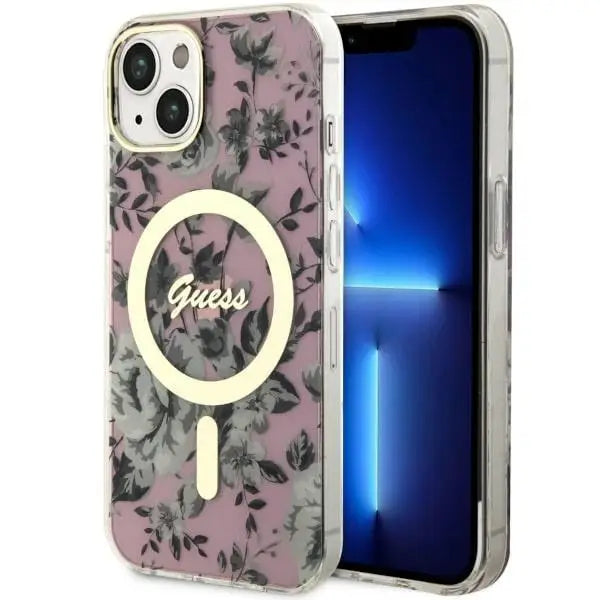 Guess GUHMP14MHCFWSP iPhone 14 Plus 6.7’’ pink/pink hardcase Flower MagSafe - Cell phone cases and covers<<<HurtelXML
