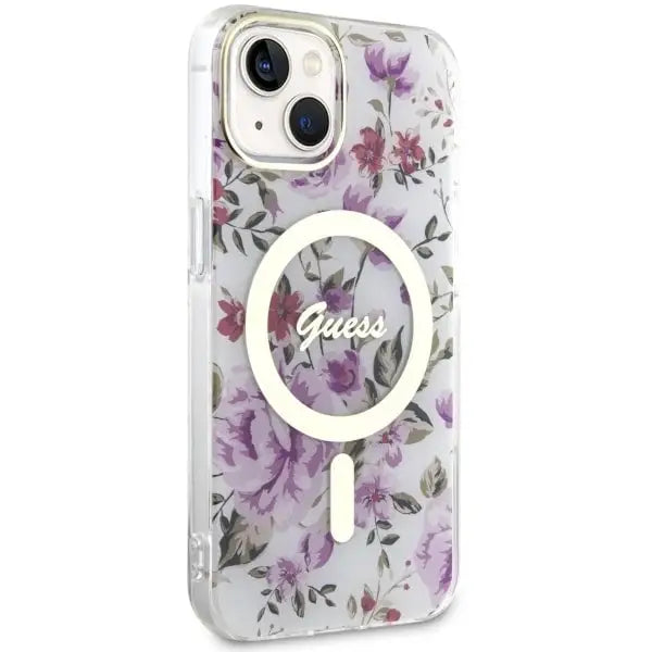 Guess GUHMP14MHCFWST iPhone 14 Plus 6.7’’ transparent hardcase Flower MagSafe - Cell phone cases and covers<<<HurtelXML