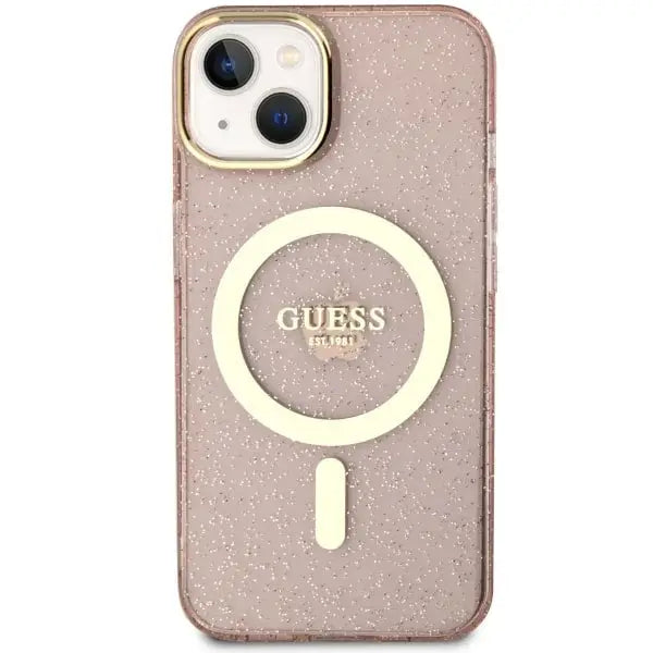 Guess GUHMP14MHCMCGP iPhone 14 Plus 6.7’’ pink/pink hardcase Glitter Gold MagSafe - Cell phone cases