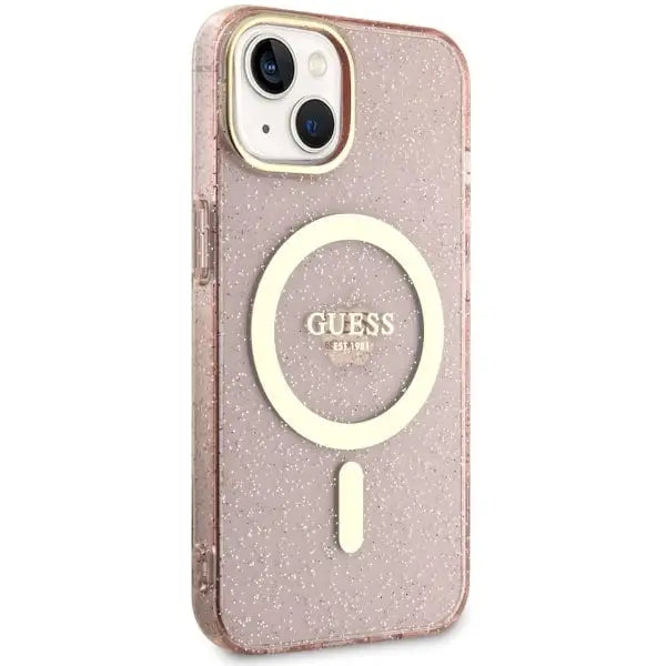 Guess GUHMP14MHCMCGP iPhone 14 Plus 6.7’’ pink/pink hardcase Glitter Gold MagSafe - Cell phone cases
