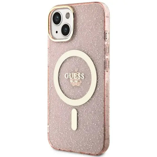 Guess GUHMP14MHCMCGP iPhone 14 Plus 6.7’’ pink/pink hardcase Glitter Gold MagSafe - Cell phone cases