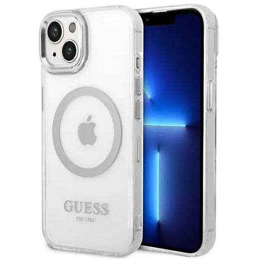 Guess GUHMP14MHTRMS iPhone 14 Plus 6.7’’ silver/silver hard case Metal Outline Magsafe - Cell phone cases