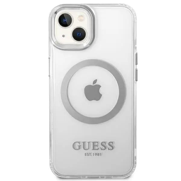 Guess GUHMP14MHTRMS iPhone 14 Plus 6.7’’ silver/silver hard case Metal Outline Magsafe - Cell phone cases