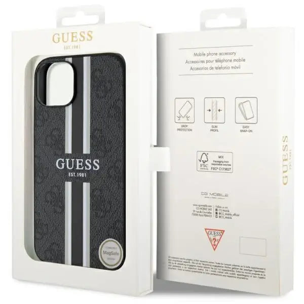 Guess GUHMP14MP4RPSK iPhone 14 Plus 6.7’’ black/black hardcase 4G Printed Stripes MagSafe - Cell phone cases