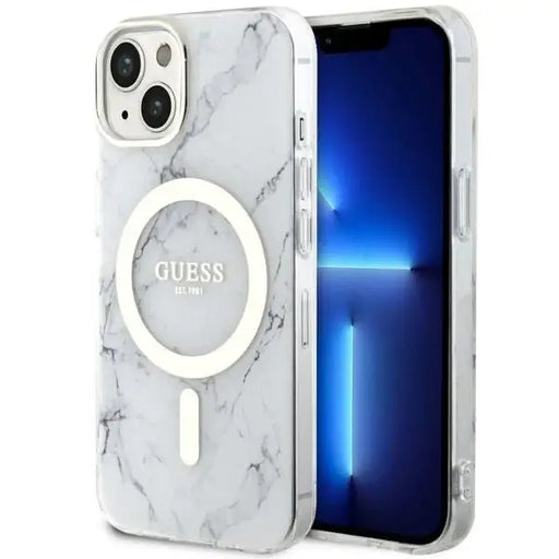 Guess GUHMP14MPCUMAH iPhone 14 Plus 6.7’’ white/white hardcase Marble MagSafe - Cell phone cases and covers<<<HurtelXML