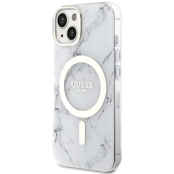 Guess GUHMP14MPCUMAH iPhone 14 Plus 6.7’’ white/white hardcase Marble MagSafe - Cell phone cases and covers<<<HurtelXML