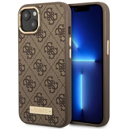 Guess GUHMP14MU4GPRW iPhone 14 Plus 6.7 ’brown / brown hard case 4G Logo Plate MagSafe - Cell phone cases