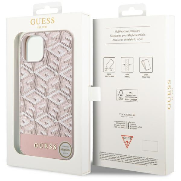 Guess GUHMP14SHGCFSEP iPhone 14 6.1’’ pink/pink hard case GCube Stripes MagSafe - Cell phone cases