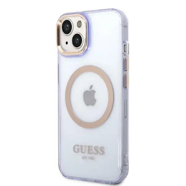 Guess GUHMP14SHTCMU iPhone 14 6.1’’ purple/purple hard case Gold Outline Translucent MagSafe - Cell phone cases