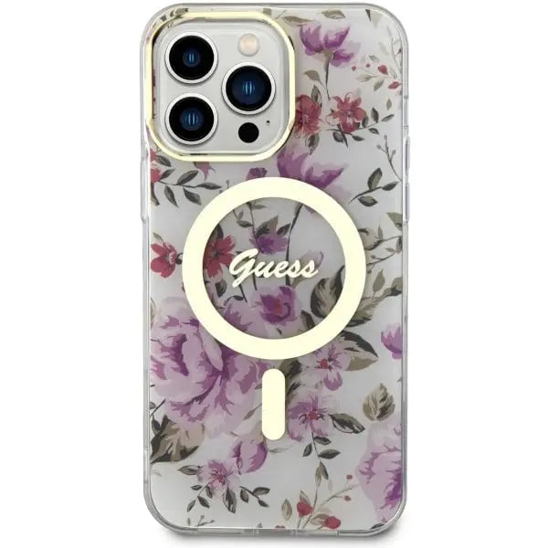 Guess GUHMP14XHCFWST iPhone 14 Pro Max 6.7’’ transparent hardcase Flower MagSafe - Cell phone cases