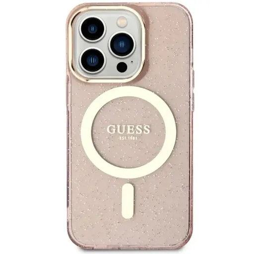 Guess GUHMP14XHCMCGP iPhone 14 Pro Max 6.7’’ pink/pink hardcase Glitter Gold MagSafe - Cell phone cases