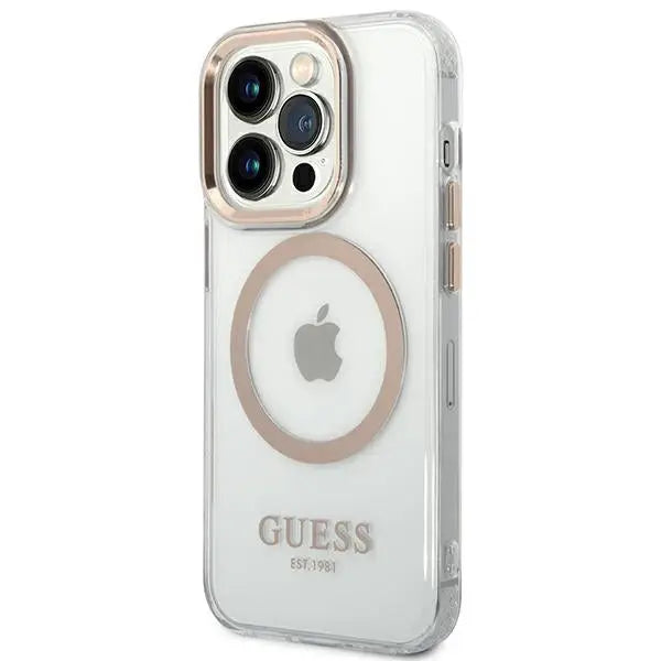Guess GUHMP14XHTRMD iPhone 14 Pro Max 6.7 ’gold / gold hard case Metal Outline Magsafe - Cell phone cases