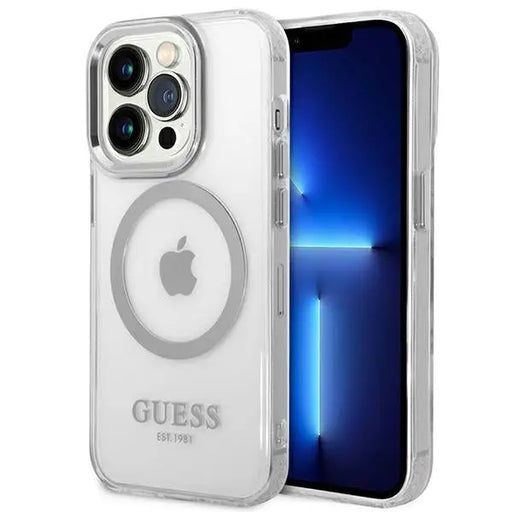 Guess GUHMP14XHTRMS iPhone 14 Pro Max 6.7’’ silver/silver hard case Metal Outline Magsafe - Cell phone cases