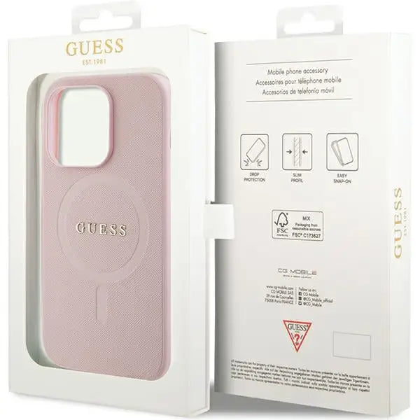 Guess GUHMP14XPSAHMCP case for iPhone 14 Pro Max - pink Saffiano MagSafe - Cell phone cases and covers<<<HurtelXML