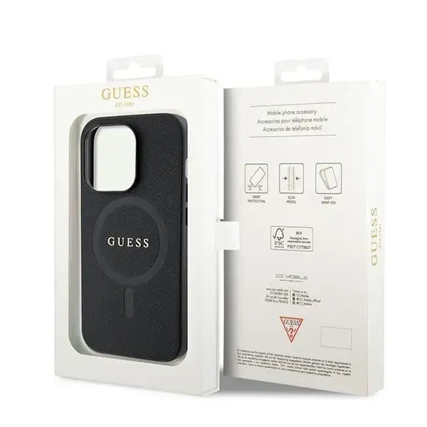 Guess GUHMP15LPSAHMCK iPhone 15 Pro 6.1’’ black/black hardcase Saffiano MagSafe - Cell phone cases